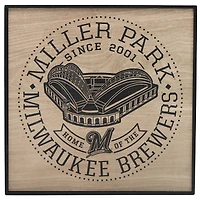 Milwaukee Brewers 12'' x 12'' Team Framed Wood Stadium Sign