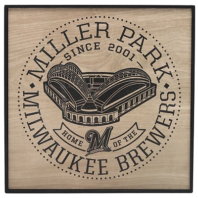 Milwaukee Brewers 12'' x 12'' Team Framed Wood Stadium Sign