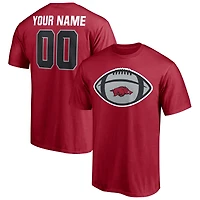 Men's Cardinal Arkansas Razorbacks Game Ball Football Personalized Name & Number T-Shirt
