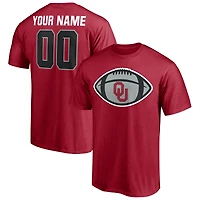 Men's Crimson Oklahoma Sooners Game Ball Football Personalized Name & Number T-Shirt