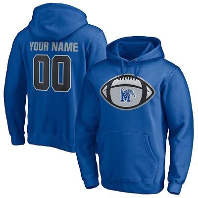 Men's Royal Memphis Tigers Game Ball Football Personalized Name & Number Pullover Hoodie