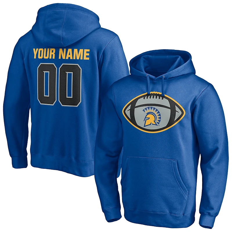 Men's Royal San Jose State Spartans Game Ball Football Personalized Name & Number Pullover Hoodie