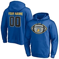Men's Royal San Jose State Spartans Game Ball Football Personalized Name & Number Pullover Hoodie