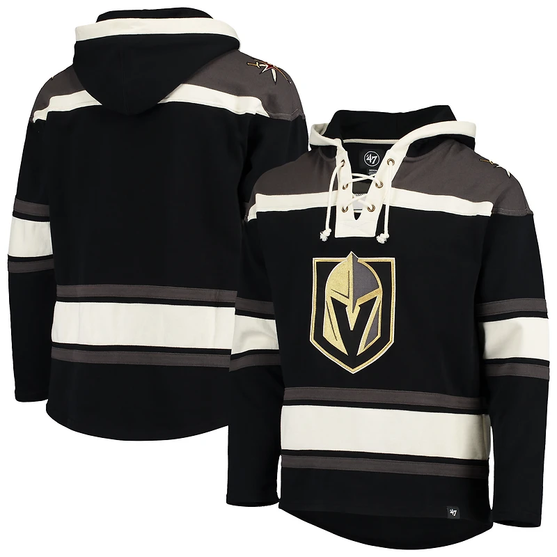 Men's '47 Black Vegas Golden Knights Superior Lacer Pullover Hoodie