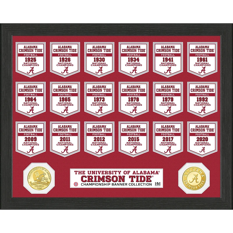 Highland Mint Alabama Crimson Tide 18-Time Football National Champions 12'' x 15'' Bronze Coin Collection