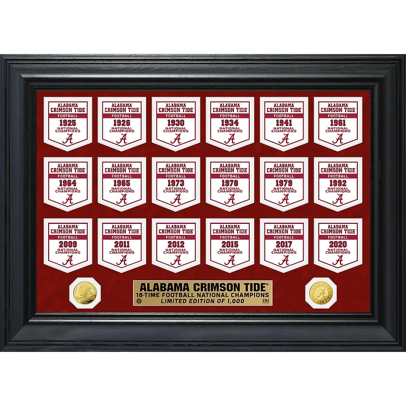 Highland Mint Alabama Crimson Tide 18-Time Football National Champions 18'' x 22'' Gold Deluxe Banner