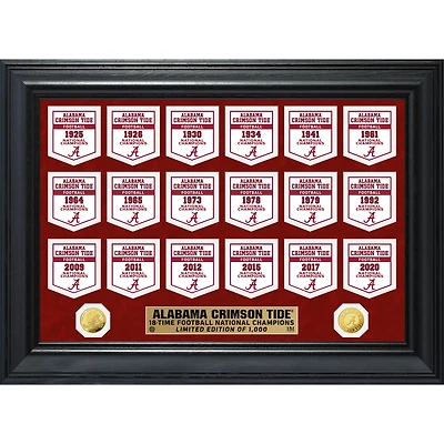 Highland Mint Alabama Crimson Tide 18-Time Football National Champions 18'' x 22'' Gold Deluxe Banner
