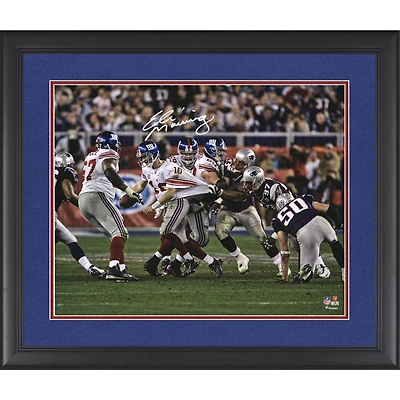 Eli Manning New York Giants Framed Autographed 16" x 20" Super Bowl XLII Escaping Tackle Photograph