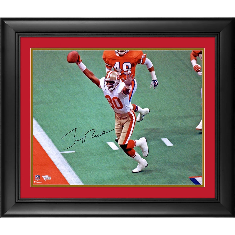 Jerry Rice San Francisco 49ers Framed Autographed 16" x 20" Hands Up Touchdown Photograph