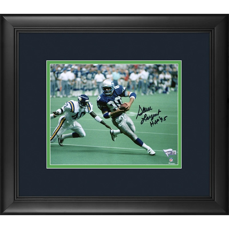 Steve Largent Seattle Seahawks Framed Autographed 8" x 10" vs. Vikings Photograph with "HOF 95" Inscription