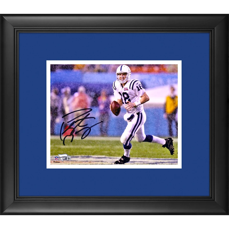 Peyton Manning Indianapolis Colts Framed Autographed 8" x 10" Super Bowl XLI Running in Rain Photograph