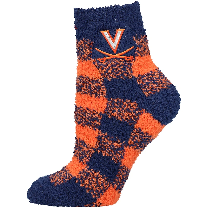 Women's ZooZatz Virginia Cavaliers Fuzzy Buffalo Checkered Ankle Socks