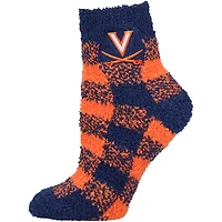Women's ZooZatz Virginia Cavaliers Fuzzy Buffalo Checkered Ankle Socks