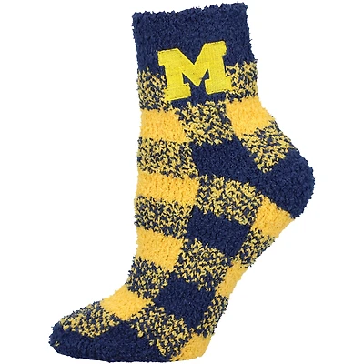 Women's ZooZatz Michigan Wolverines Fuzzy Buffalo Checkered Ankle Socks