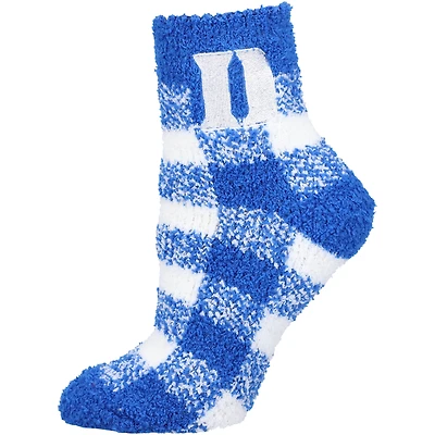 Women's ZooZatz Duke Blue Devils Fuzzy Buffalo Checkered Ankle Socks