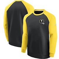 Men's Nike Black/Gold Pittsburgh Steelers Historic Raglan Crew Performance Sweater