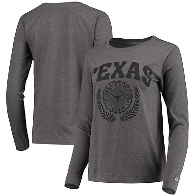 Women's Champion Heathered Charcoal Texas Longhorns University Laurels Long Sleeve T-Shirt