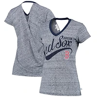 Women's Touch Navy Boston Red Sox Hail Mary V-Neck Back Wrap T-Shirt