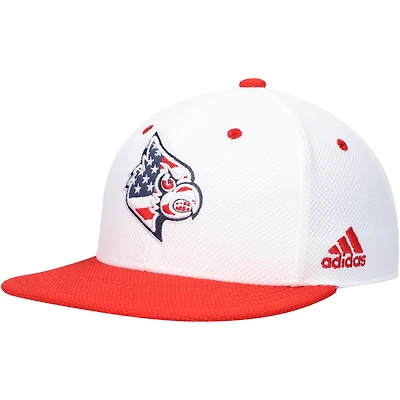 Men's adidas White Louisville Cardinals On-Field Baseball Fitted Hat