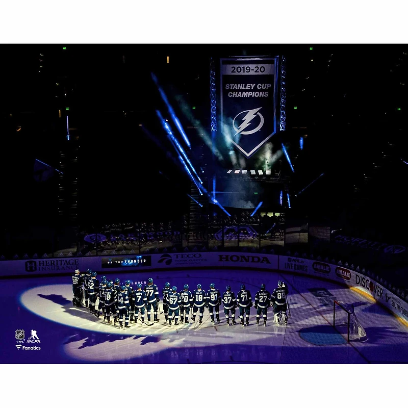 Tampa Bay Lightning Unsigned Banner Night Photograph