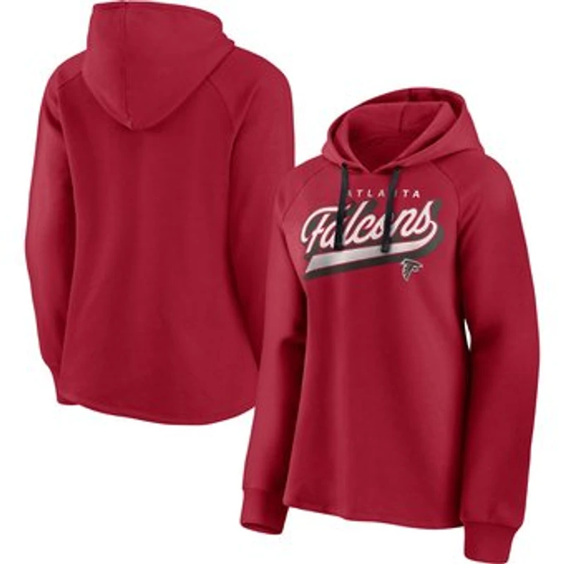 Women's Fanatics Red Atlanta Falcons First Contact Raglan Pullover Hoodie