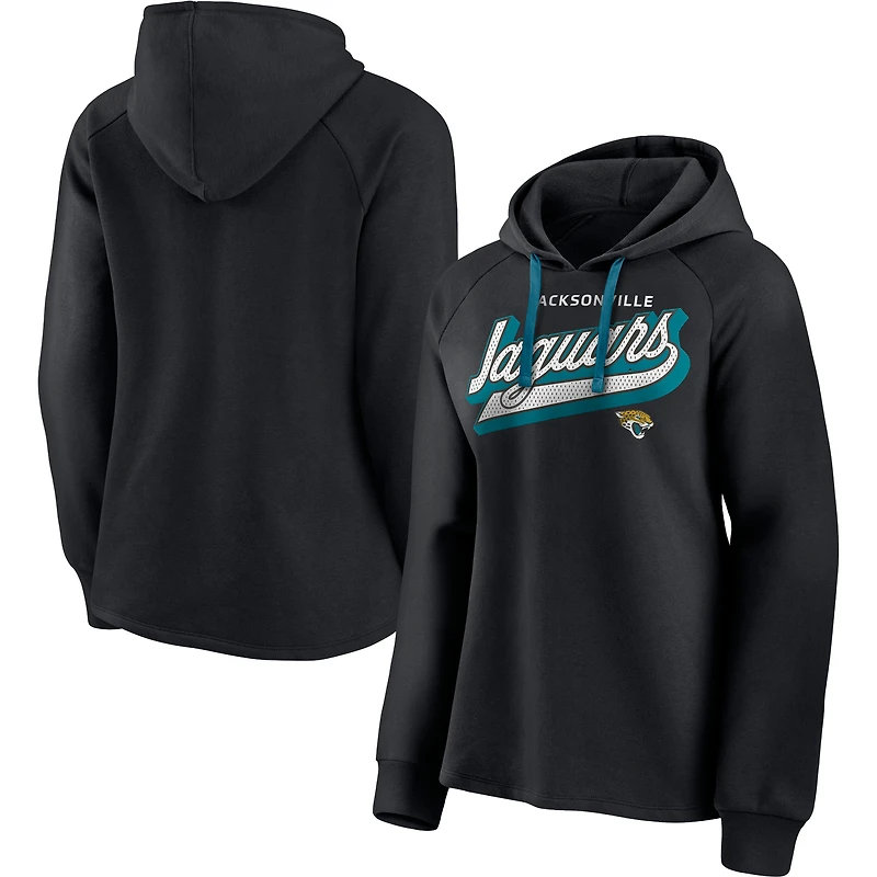 Women's Fanatics Black Jacksonville Jaguars First Contact Raglan Pullover Hoodie