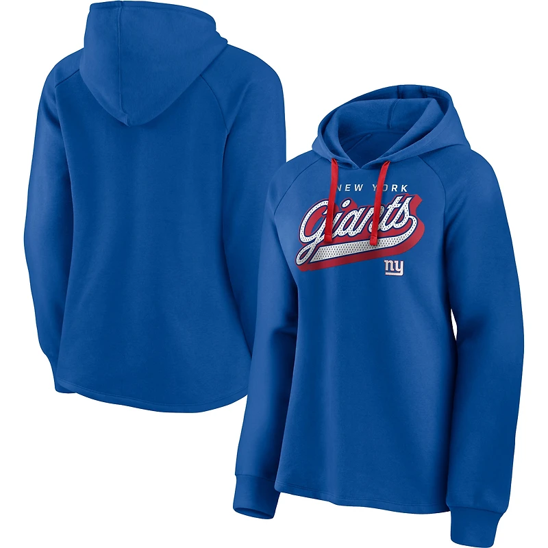 Women's Fanatics Royal/Red New York Giants First Contact Raglan Pullover Hoodie