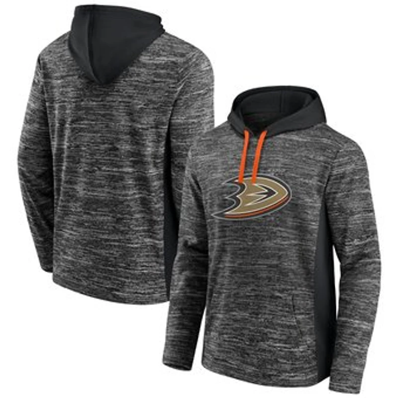Men's Fanatics Charcoal/Black Anaheim Ducks Instant Replay Space-Dye Pullover Hoodie