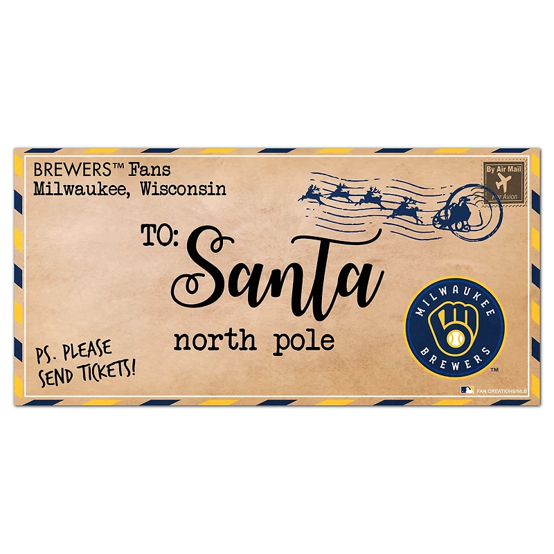 Milwaukee Brewers 6'' x 12'' Letter to Santa Sign