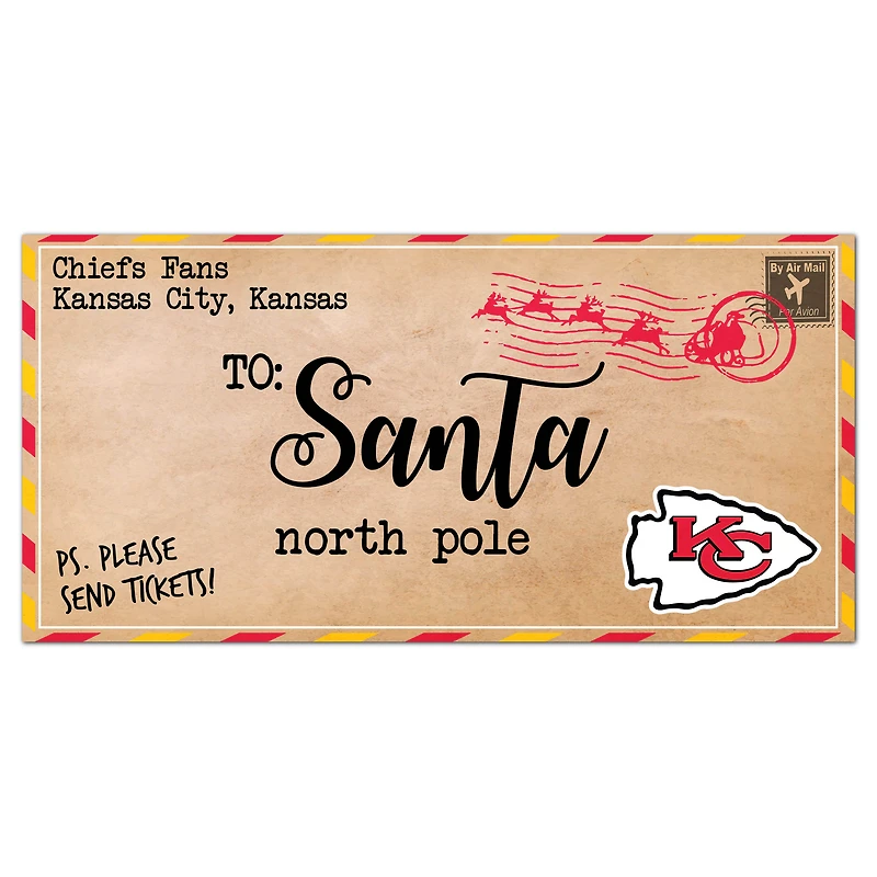Kansas City Chiefs 6'' x 12'' Letter to Santa Sign