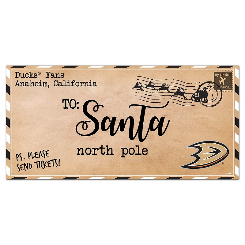 Anaheim Ducks 6'' x 12'' Letter to Santa Sign