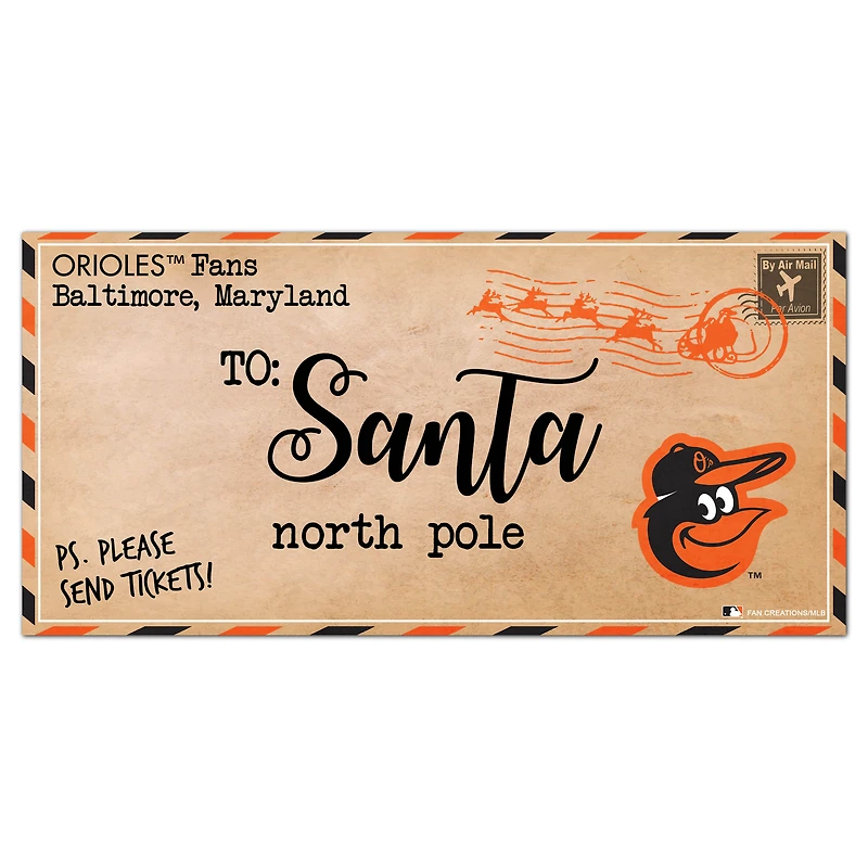 Baltimore Orioles 6'' x 12'' Letter to Santa Sign
