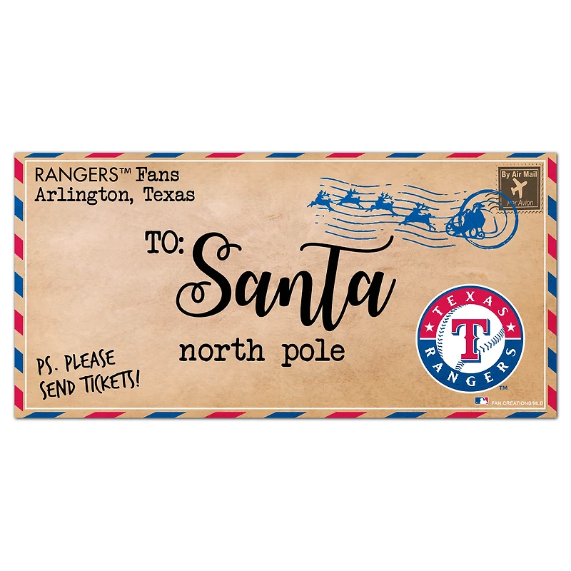 Texas Rangers 6'' x 12'' Letter to Santa Sign