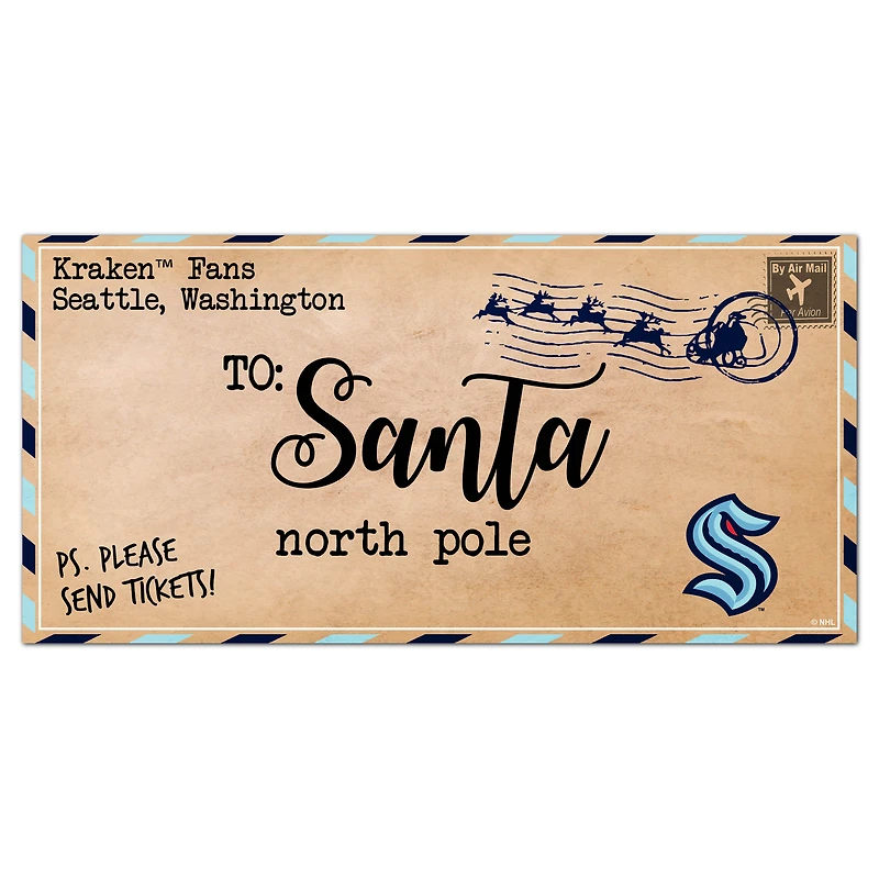 Seattle Kraken 6'' x 12'' Letter to Santa Sign