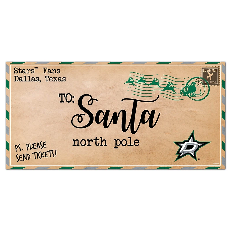 Dallas Stars 6'' x 12'' Letter to Santa Sign