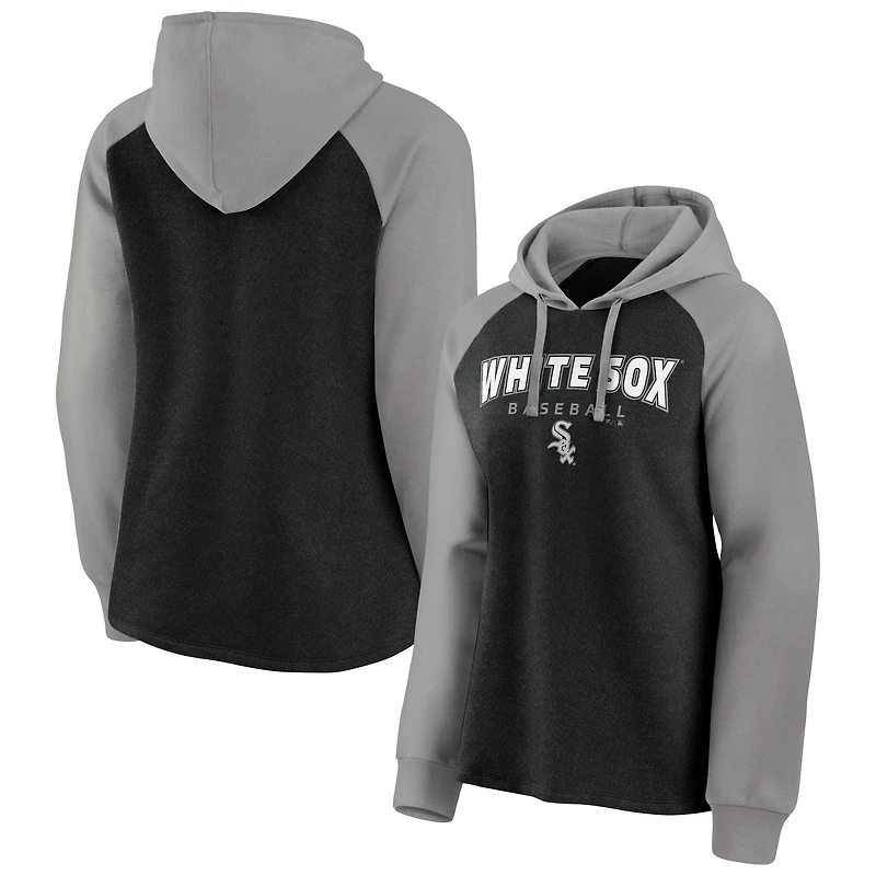 Women's Fanatics Black/Gray Chicago White Sox Recharged Raglan Pullover Hoodie