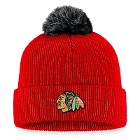 Men's Fanatics Red Chicago Blackhawks Team Cuffed Knit Hat with Pom