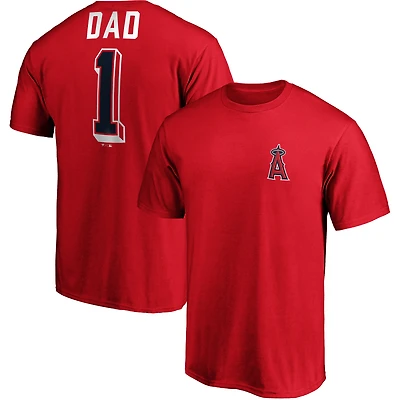 Men's Fanatics Red Los Angeles Angels Number One Dad Team T-Shirt