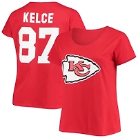 Women's Travis Kelce Red Kansas City Chiefs Plus Size Fair Catch Name & Number Scoop Neck T-Shirt