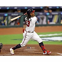 Ronald Acuna Jr. Atlanta Braves Unsigned Home Run Hit Photograph