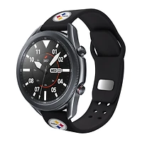 Black Pittsburgh Steelers 20mm Samsung Compatible Watch Band