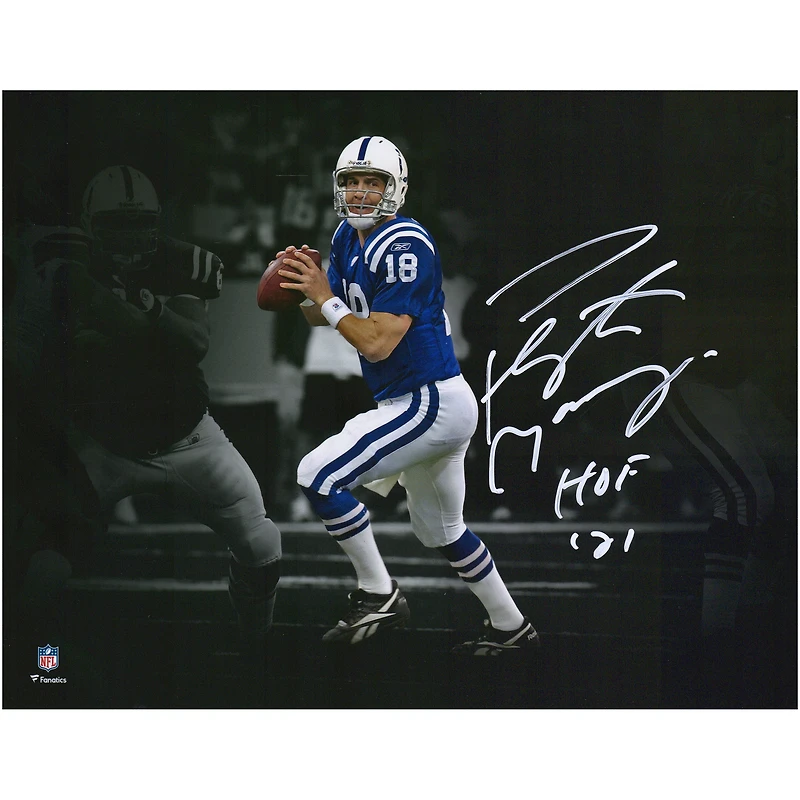 Peyton Manning Indianapolis Colts Autographed 11" x 14" Action Photograph with "HOF 21" Inscription