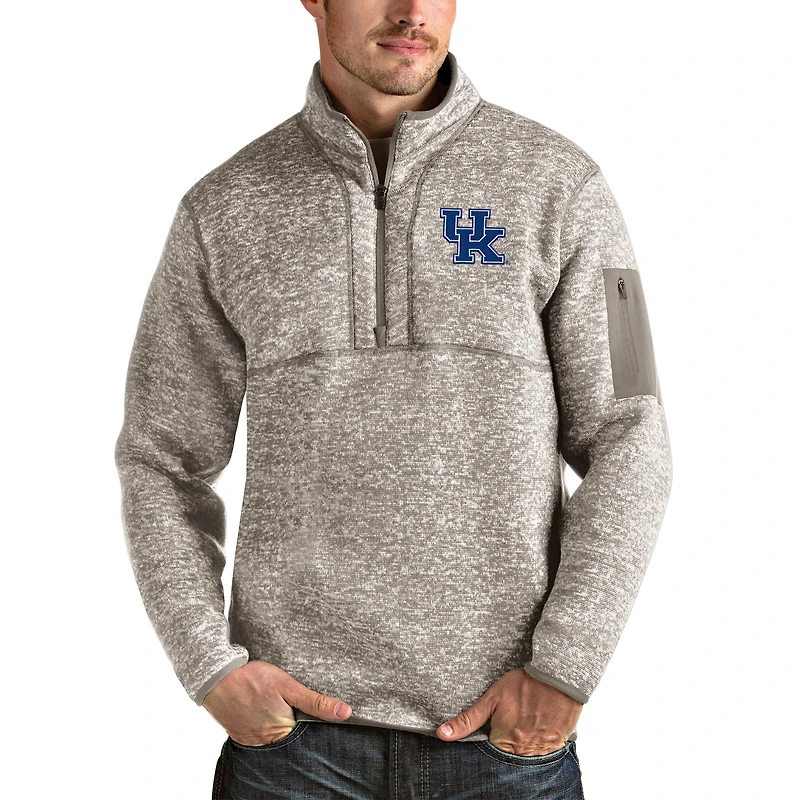 Men's Antigua Oatmeal Kentucky Wildcats Fortune Half-Zip Pullover Jacket