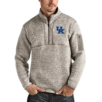Men's Antigua Oatmeal Kentucky Wildcats Fortune Half-Zip Pullover Jacket