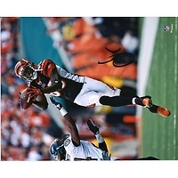 Chad Johnson Cincinnati Bengals Autographed 8" x 10" Black Jersey Making Catch Photograph