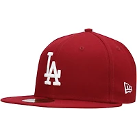 Men's New Era Cardinal Los Angeles Dodgers White Logo 59FIFTY Fitted Hat