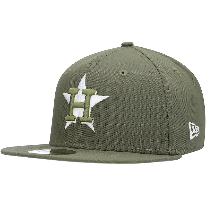 Men's New Era Olive Houston Astros White Logo 59FIFTY Fitted Hat