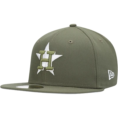 Men's New Era Olive Houston Astros White Logo 59FIFTY Fitted Hat