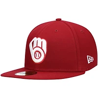 Men's New Era Cardinal Milwaukee Brewers White Logo 59FIFTY Fitted Hat