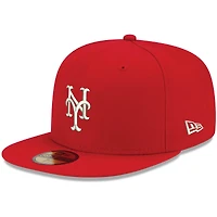 Men's New Era Red New York Mets White Logo 59FIFTY Fitted Hat